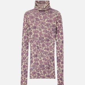 American Vintage Purple Floral Long Sleeve Turtleneck sz. M